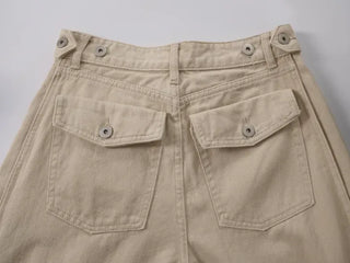 Bea Side Cut Snap Balloon Cotton Pants