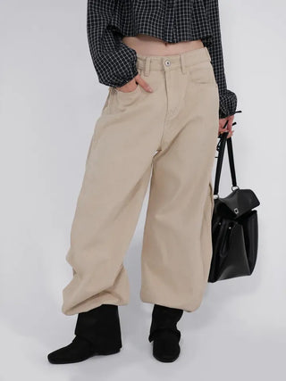 Bea Side Cut Snap Balloon Cotton Pants