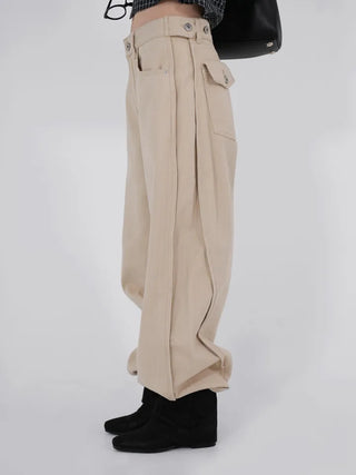 Bea Side Cut Snap Balloon Cotton Pants