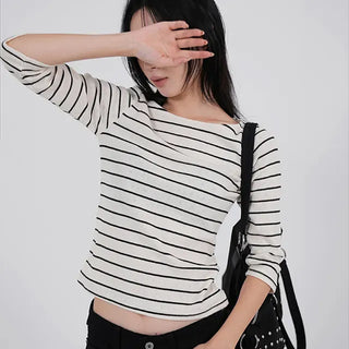 Aqua Stripe 3/4 Soft Punching Tee