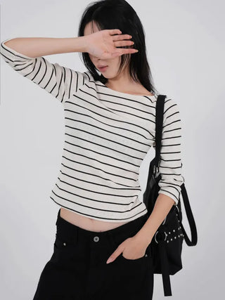 Aqua Stripe 3/4 Soft Punching Tee