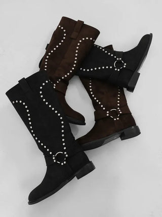 Hua Studded Western Long Boots