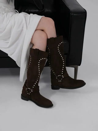 Hua Studded Western Long Boots