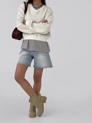 Jeanne Cut-off Half Denim Pants