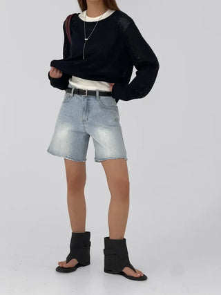 Jeanne Cut-off Half Denim Pants