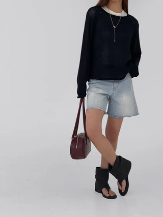 Jeanne Cut-off Half Denim Pants