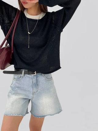 Jeanne Cut-off Half Denim Pants