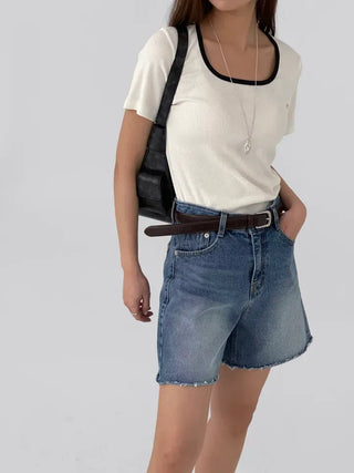 Jeanne Cut-off Half Denim Pants