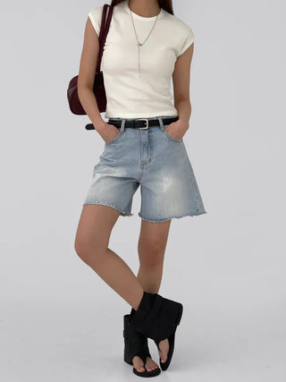Jeanne Cut-off Half Denim Pants