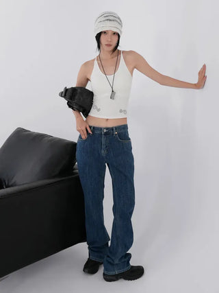 Hirr Rose Rivet Bootcut Dark Blue Denim