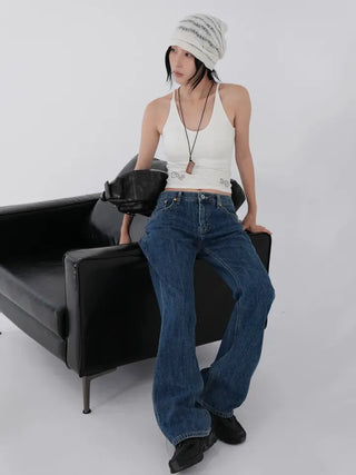Hirr Rose Rivet Bootcut Dark Blue Denim