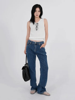 Hirr Rose Rivet Bootcut Dark Blue Denim