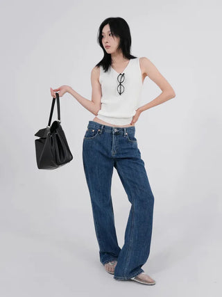 Hirr Rose Rivet Bootcut Dark Blue Denim