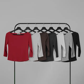 Neyu Boat Neck 3/4 Sleeve Basic Cotton T-shirt