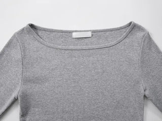 Neyu Boat Neck 3/4 Sleeve Basic Cotton T-shirt