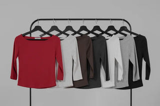 Neyu Boat Neck 3/4 Sleeve Basic Cotton T-shirt