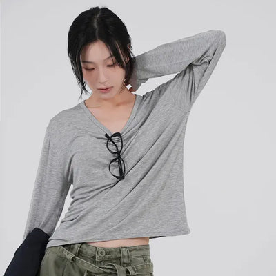 Leyu V-neck Loose Long Sleeve