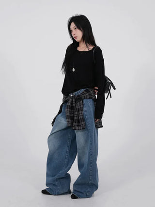 Leyu V-neck Loose Long Sleeve