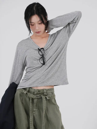 Leyu V-neck Loose Long Sleeve