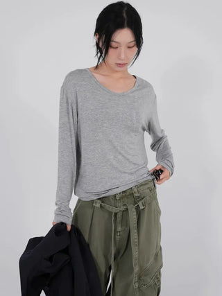 Leyu V-neck Loose Long Sleeve