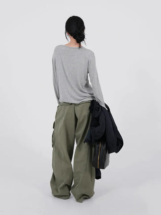 Leyu V-neck Loose Long Sleeve