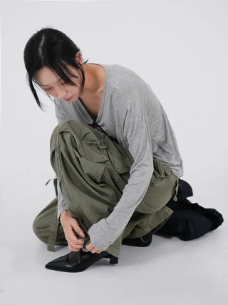 Leyu V-neck Loose Long Sleeve