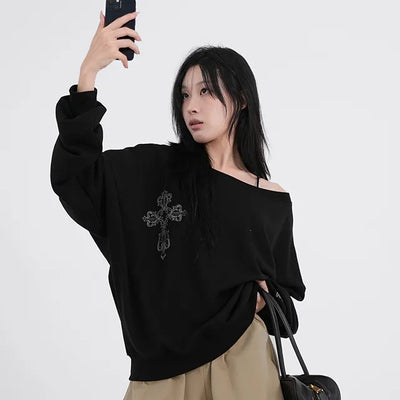 Cora Saint Graphic Off-Shoulder Sweatshirt