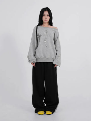 Cora Saint Graphic Off-Shoulder Sweatshirt
