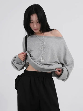 Cora Saint Graphic Off-Shoulder Sweatshirt