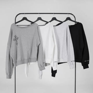 Cora Saint Graphic Off-Shoulder Sweatshirt