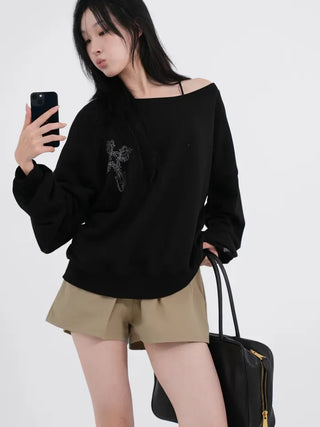 Cora Saint Graphic Off-Shoulder Sweatshirt