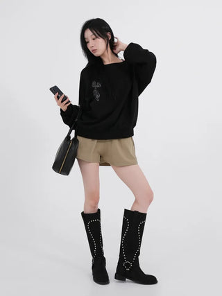 Cora Saint Graphic Off-Shoulder Sweatshirt
