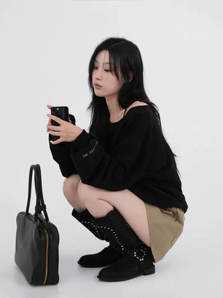 Cora Saint Graphic Off-Shoulder Sweatshirt