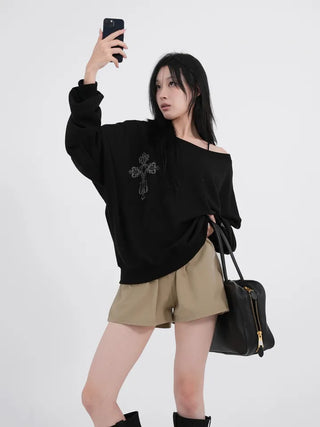 Cora Saint Graphic Off-Shoulder Sweatshirt