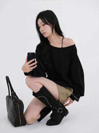 Cora Saint Graphic Off-Shoulder Sweatshirt