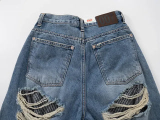 J Check Layer Back Damage Wide Pants