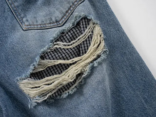 J Check Layer Back Damage Wide Pants