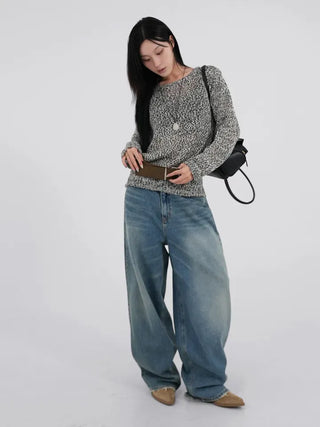 J Check Layer Back Damage Wide Pants