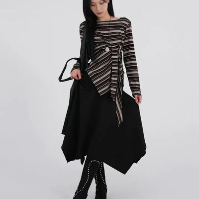 Ana Asymmetrical Flat Midi Skirt