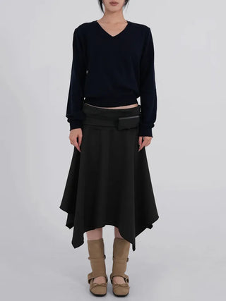 Ana Asymmetrical Flat Midi Skirt