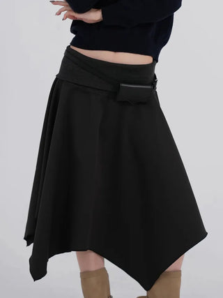 Ana Asymmetrical Flat Midi Skirt