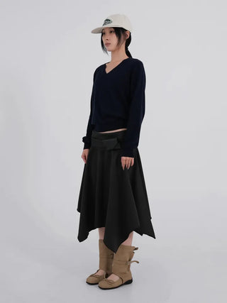 Ana Asymmetrical Flat Midi Skirt