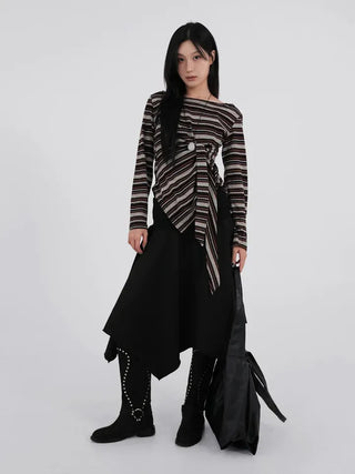 Ana Asymmetrical Flat Midi Skirt