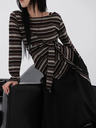 Lena Autumn Palette Tie Knit Tee