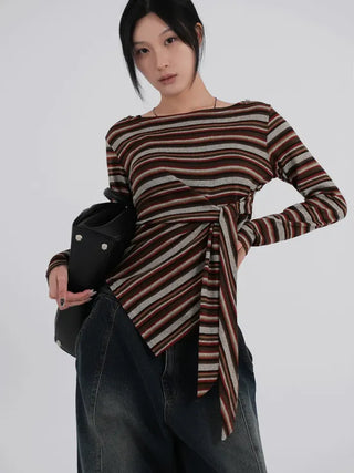 Lena Autumn Palette Tie Knit Tee