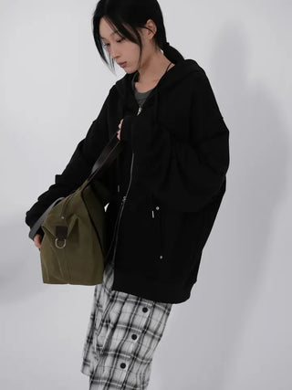 Dubi Check Button Midi Pleated Skirt