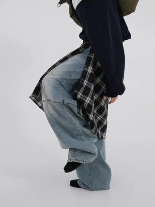 Dubi Check Button Midi Pleated Skirt