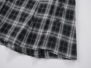 Dubi Check Button Midi Pleated Skirt