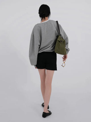 Naru Deep V Color Block Loose Sweatshirt