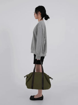 Naru Deep V Color Block Loose Sweatshirt